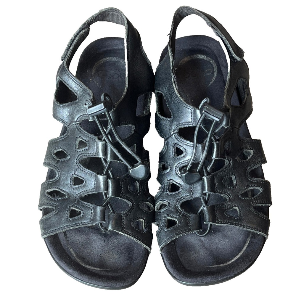 Abeo Gladiator Sandals Black‎ Leather Womens 6